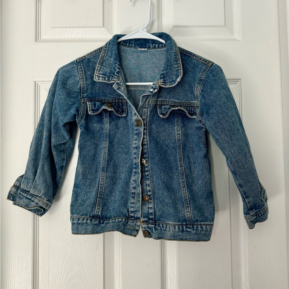 teddy appliqué kids denim jeans jacket - Picture 2 of 2